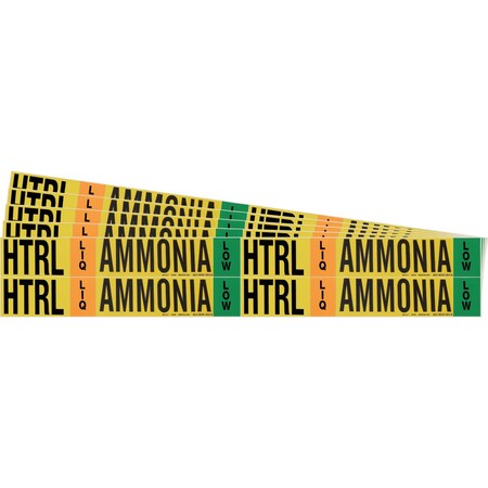 Brady AMMONIA HTRL LIQ LOW Pipe Marker Style 4 BK, GN, OR on YL 4 per Card, 5 PK 105785-PK